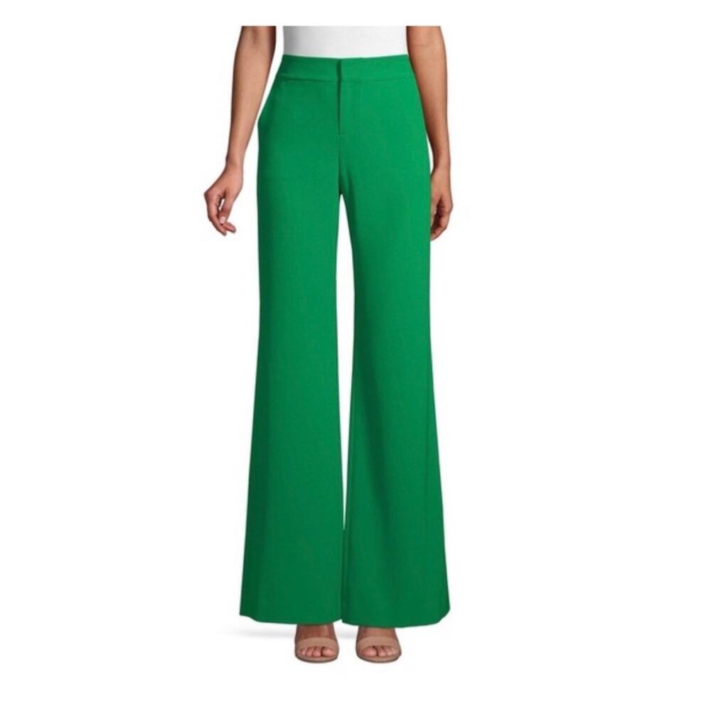 Alice + Olivia Dress Pant Size 4 Kelley Emerald Green High-Rise Wide-Leg Dylan